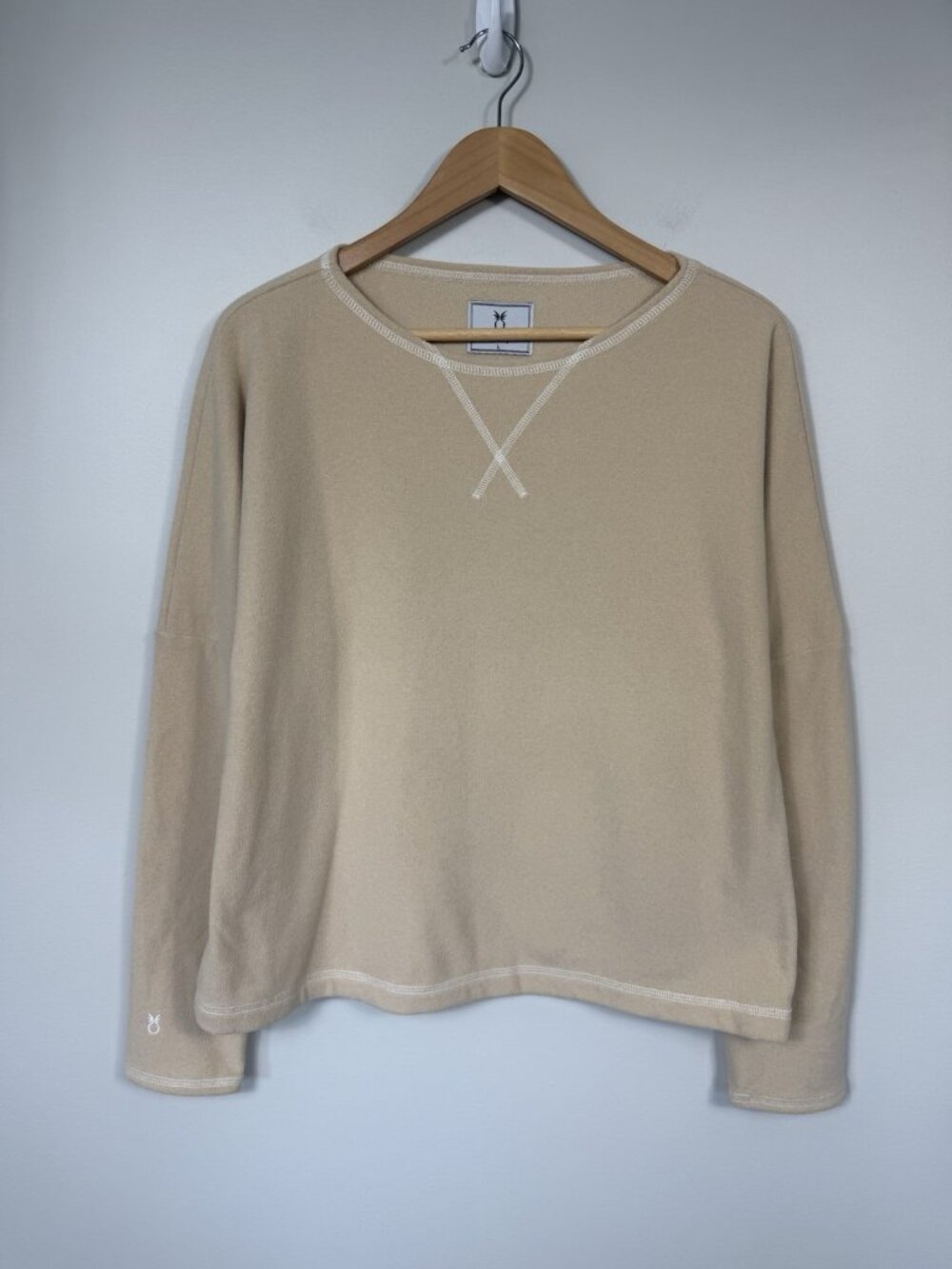 Dudley Stephens Women Somerset Sweatshirt Tan Brown Large Crew Neck Relaxed